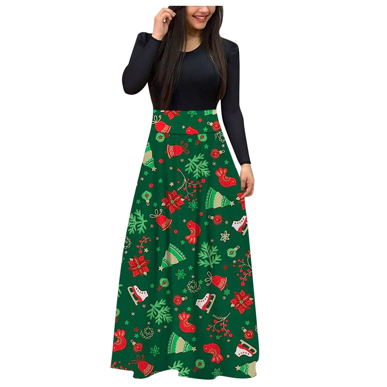 European And American Christmas Print Long Skirt Suit