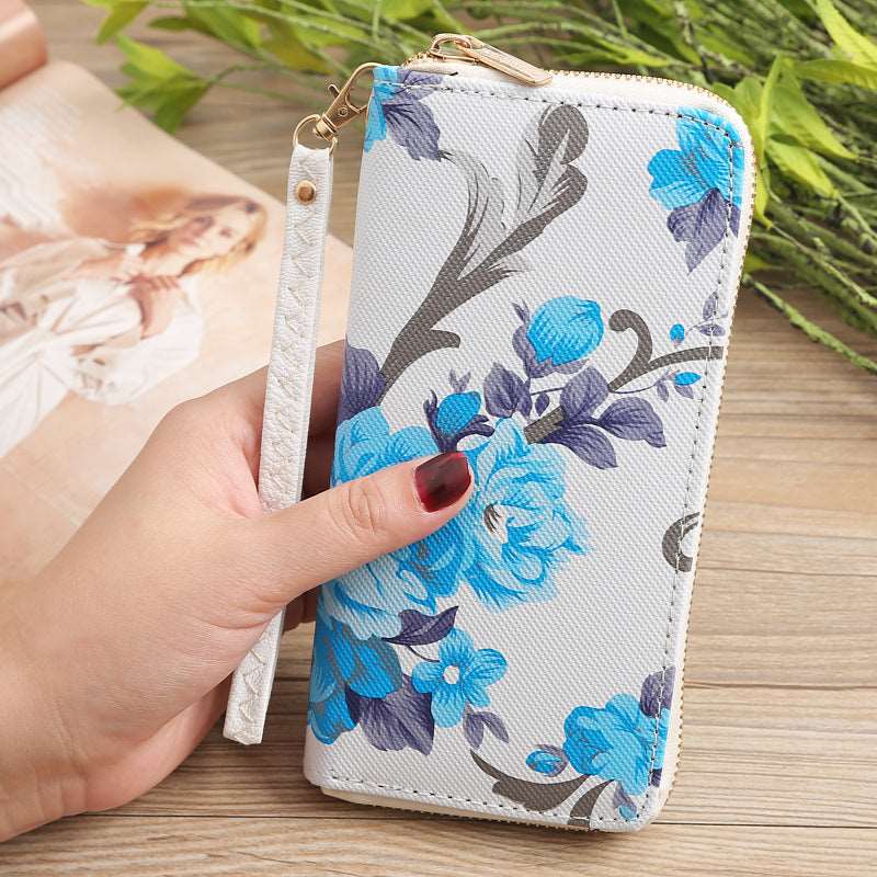 Women's Multi-Compartment Zippered Floral Wallet