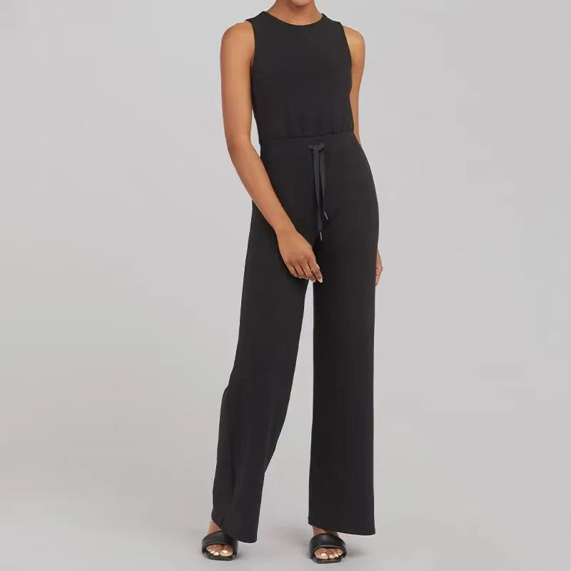 Women’s Sleeveless Wide Leg Jumpsuit with Pockets S-5XL - Wazzi's Wear