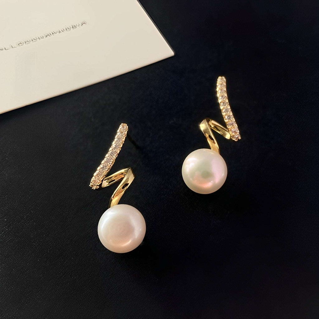 Faux Diamond and Pearl Drop Earrings - Wazzi's Wear