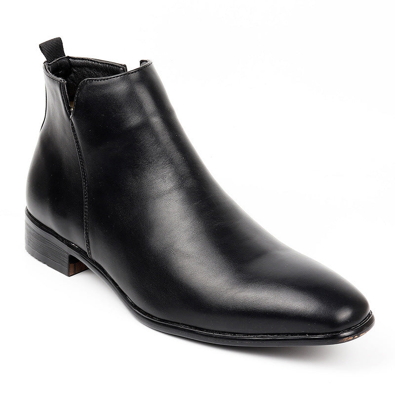 Men's Ankle Boots with Wedge Heel and Square Toe