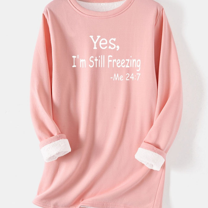 Women's I’m Still Freezing Long Sleeve Fleece Nightdress in 12 Colors S-5XL - Wazzi's Wear