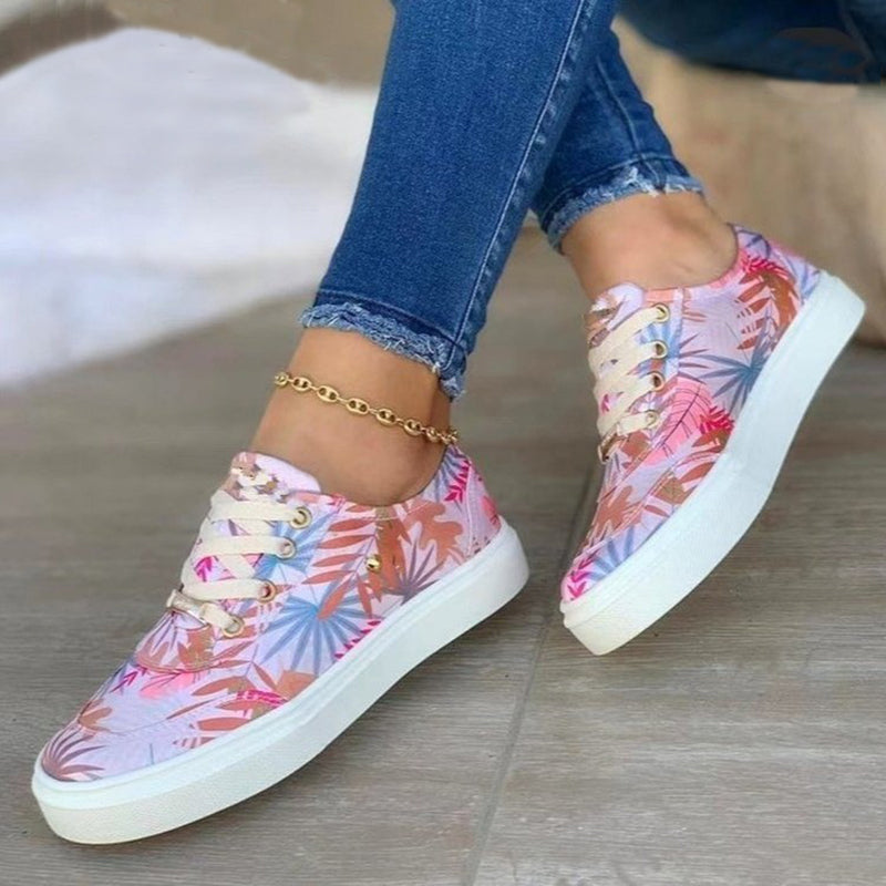 Leaf Print Canvas Sneakers