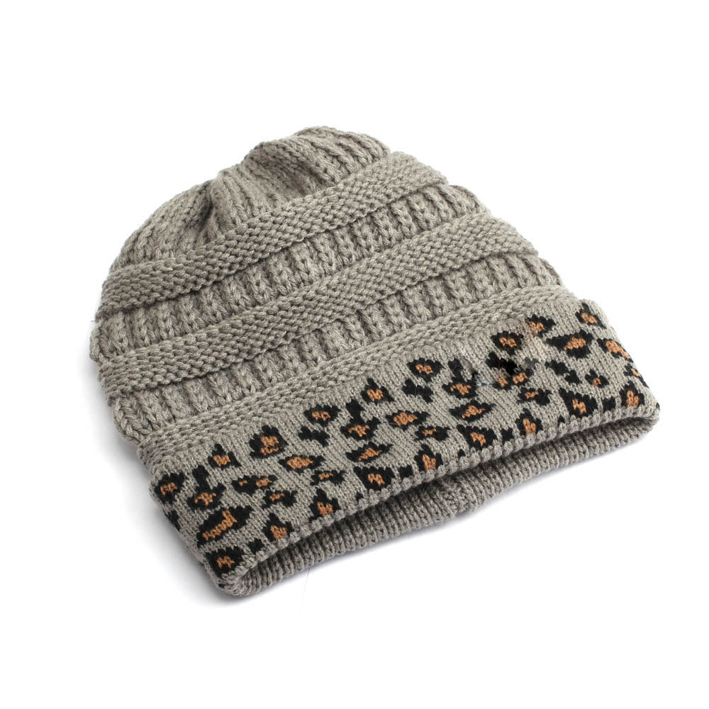 Women's Leopard Print Knit Beanie in 10 Colors - Wazzi's Wear