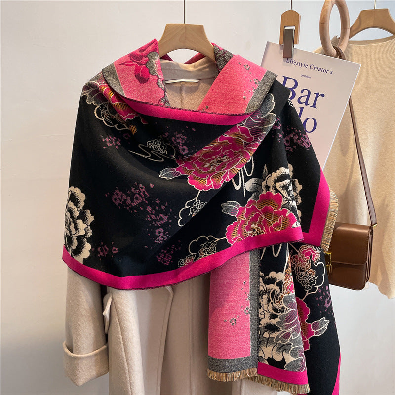 Women's Cashmere Patterned Scarf in 5 Colors - Wazzi's Wear