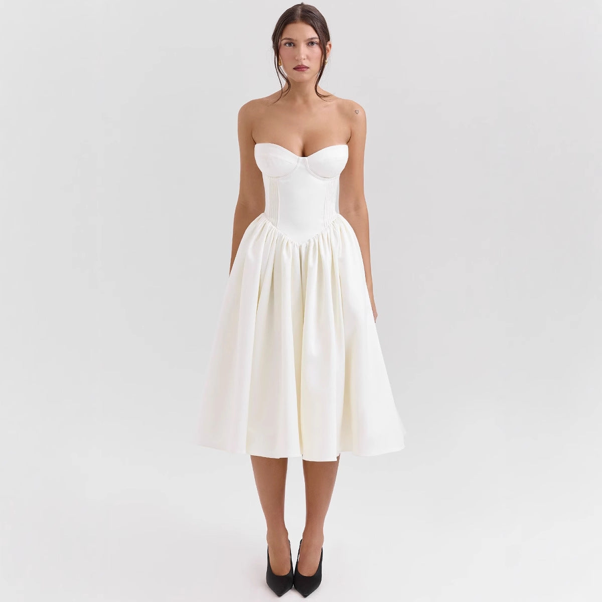 Womens Halter-Neck High-End Backless Midi Dress