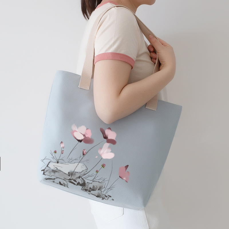 Sac fourre-tout artistique en toile de grande capacité pour femmes