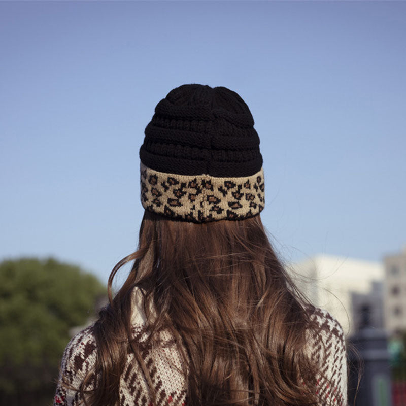 Women's Leopard Print Knit Beanie in 10 Colors - Wazzi's Wear