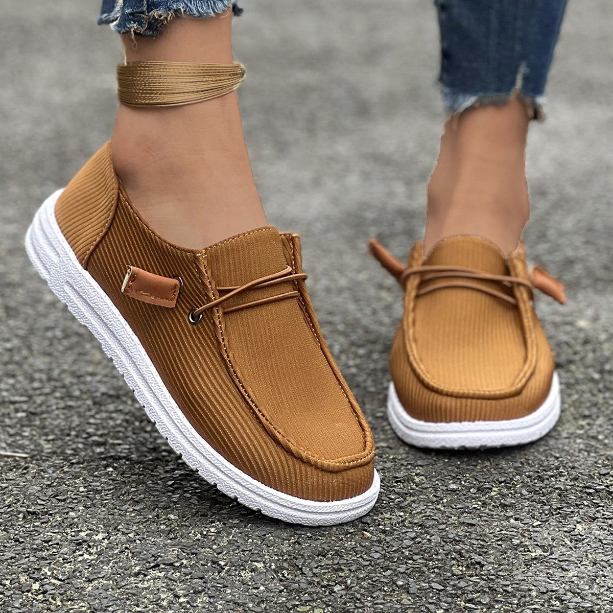 Women's Flat Bottom Slip On Casual Boat Shoes