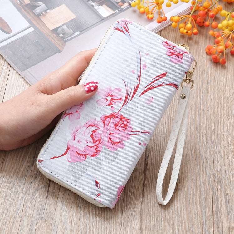 Women's Multi-Compartment Zippered Floral Wallet