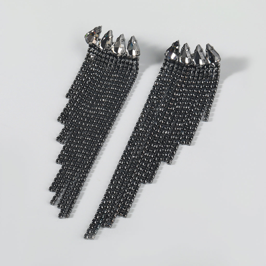 Women’s Rhinestone  Tassel Earrings in 3 Colors - Wazzi's Wear