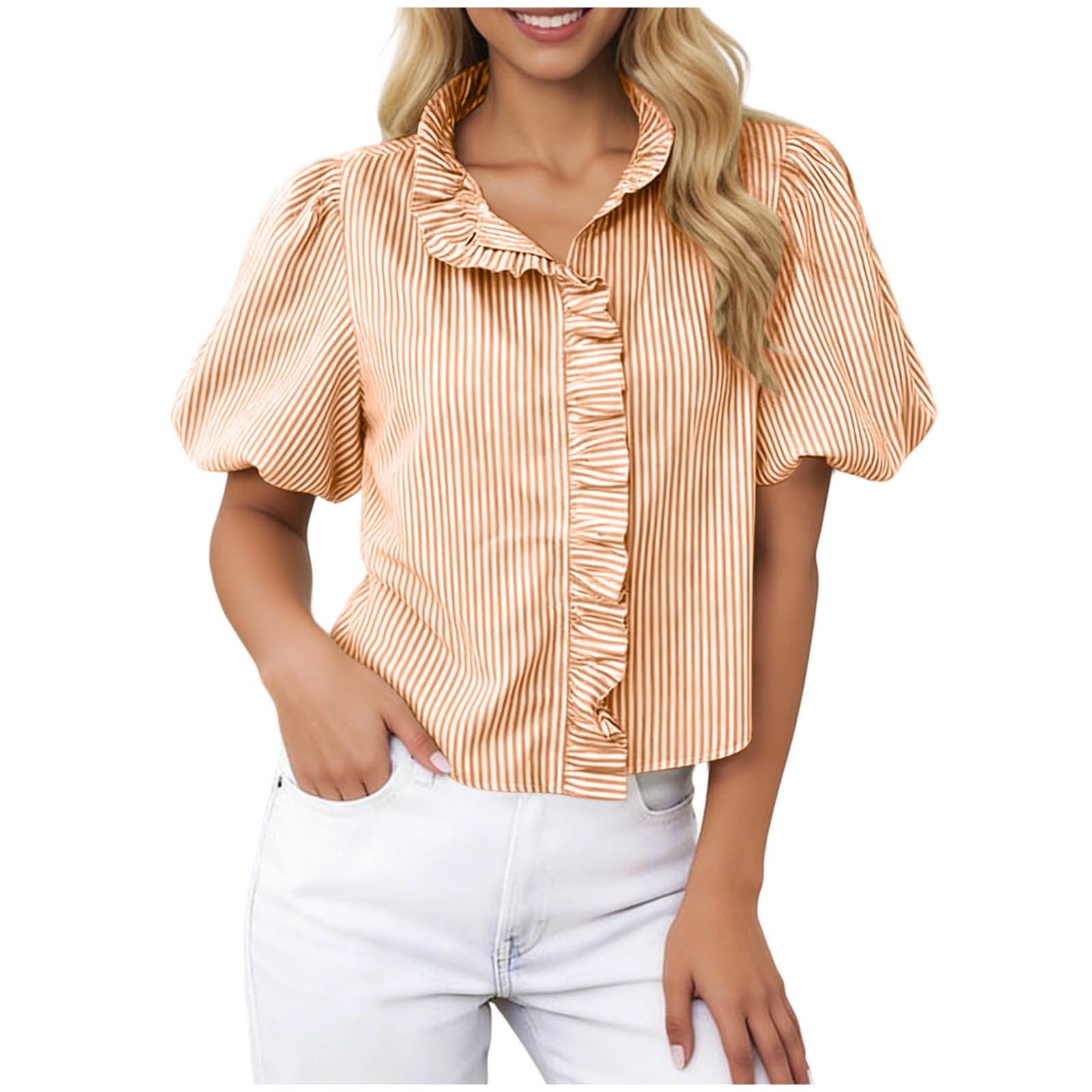 Striped Casual Yarn-Dyed Shirt For Women