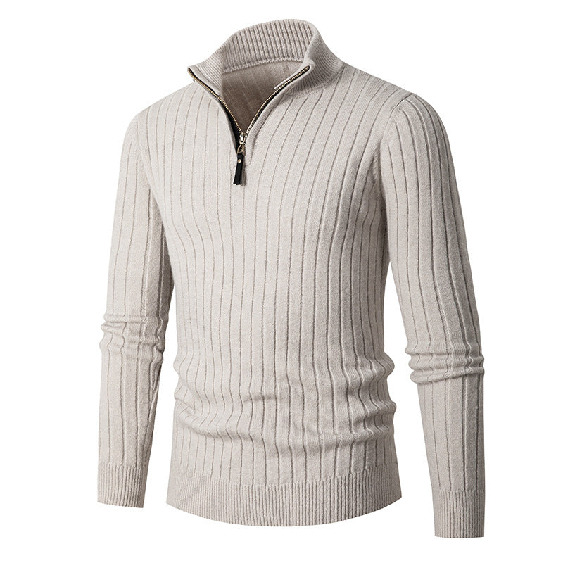 Men's Long Sleeve Half-Turtleneck Zip-Up Sweater in 5 Colors M-3XL - Wazzi's Wear