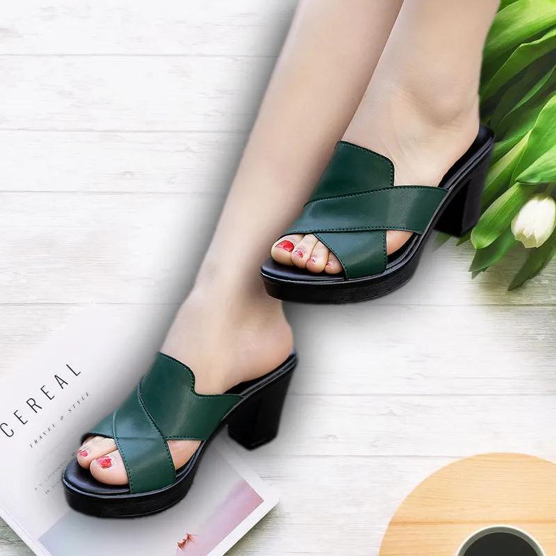 Women's Thick High Heel Sandals in 3 Colors