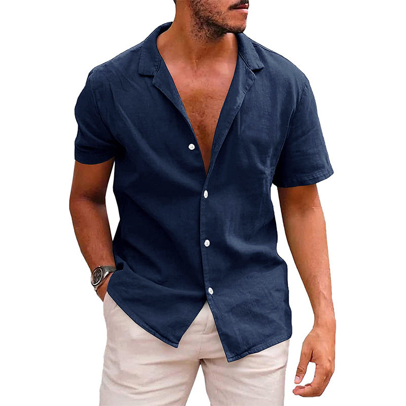 Men's Casual Button Down Short Sleeve Linen Top in 8 Colors - Wazzi's Wear