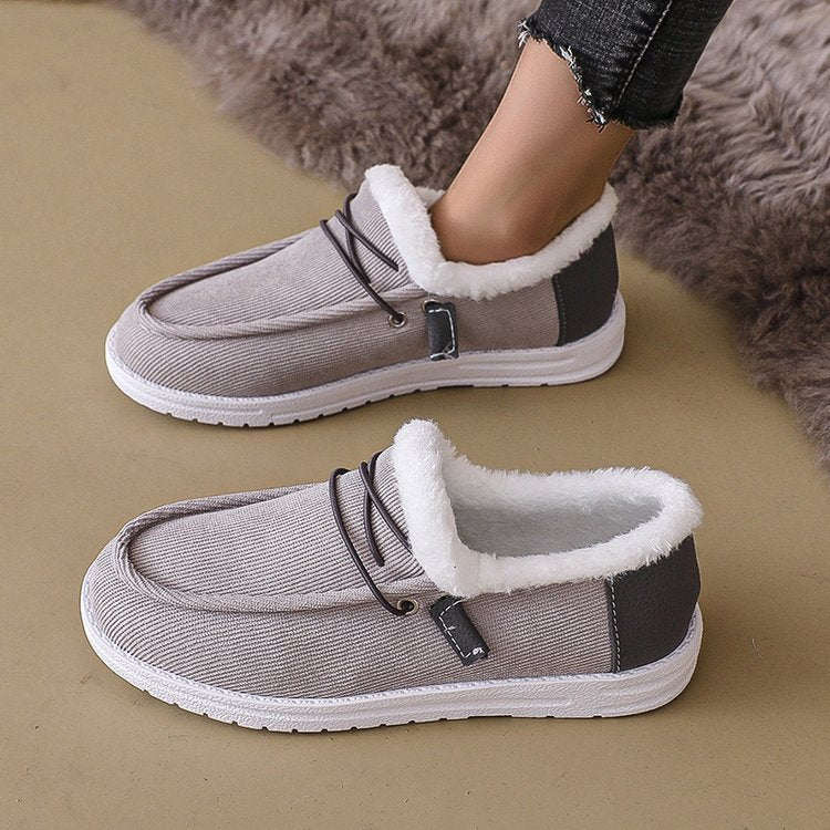 Women's Warm Fleece-Lined Canvas Slip On Shoes