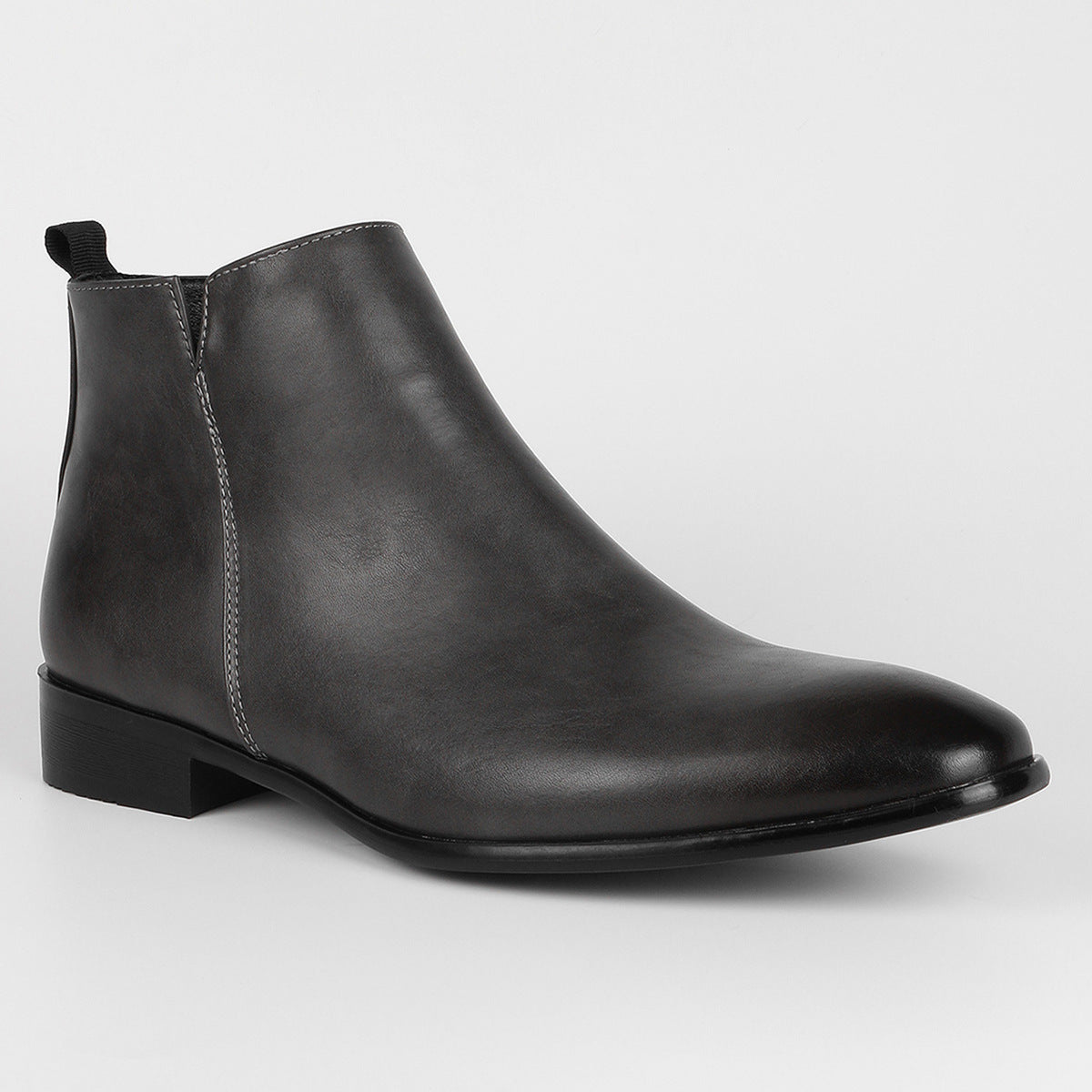 Men's Ankle Boots with Wedge Heel and Square Toe