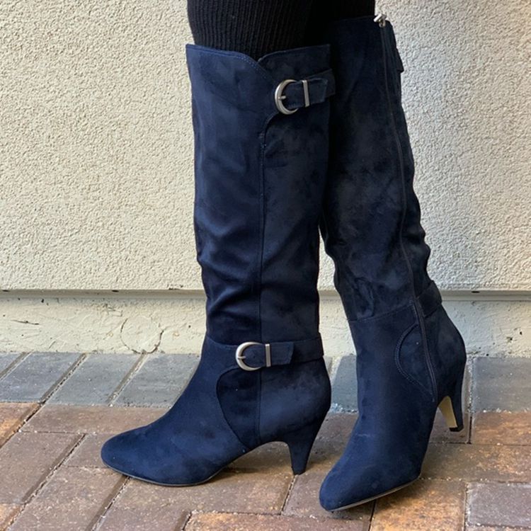 Women’s High Heel Knee High Suede Boots in 3 Colors - Wazzi's Wear