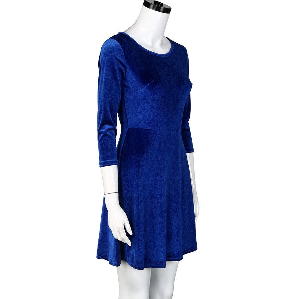 Velvet Dress With Round Neck