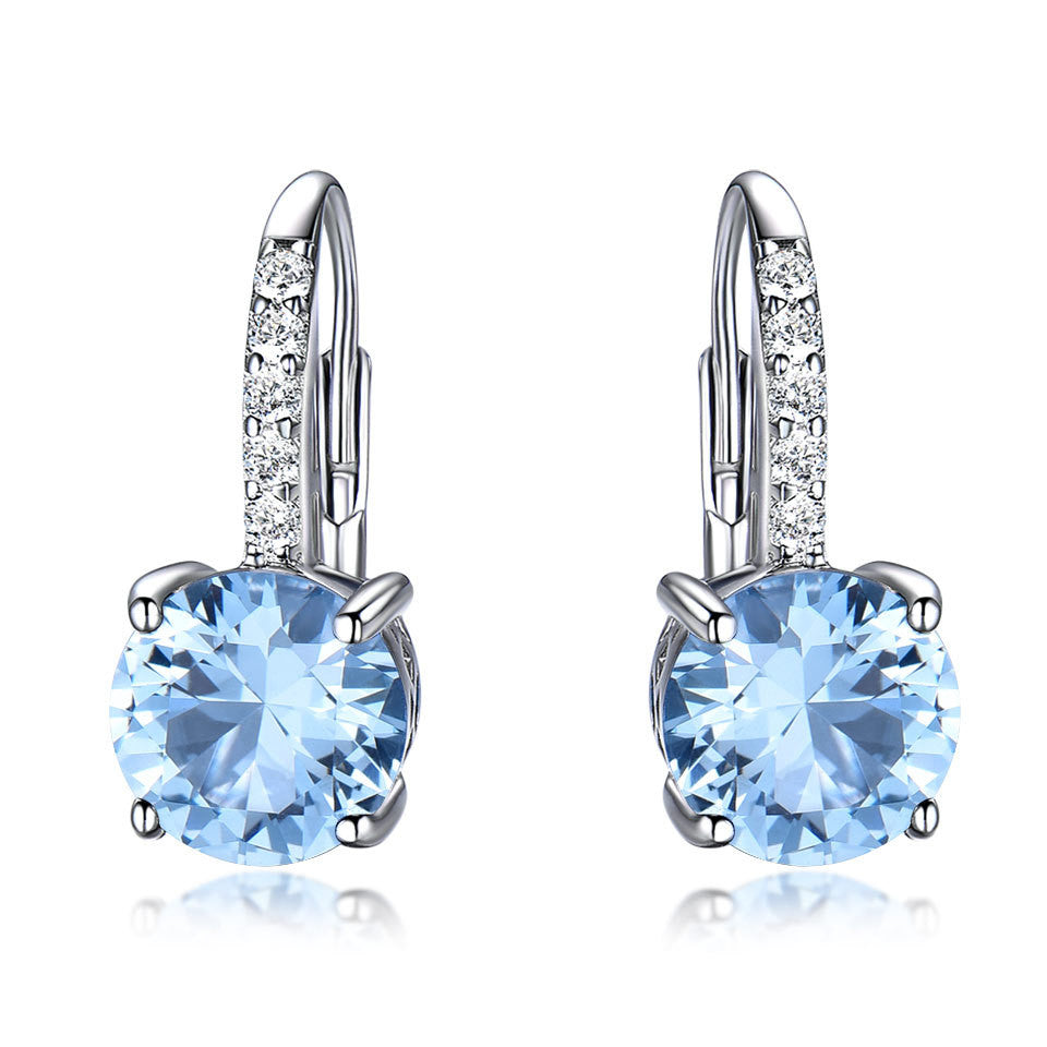 Women’s Sterling Silver Drop Topaz Gemstone And Diamond Earrings in 2 Colors - Wazzi's Wear