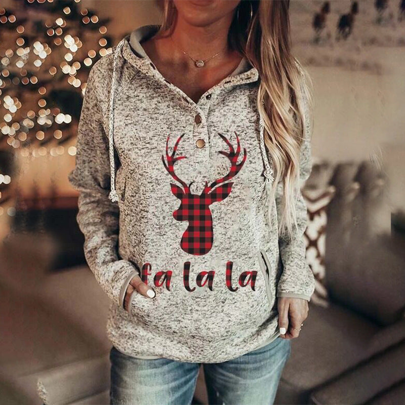 Women's Jacket Christmas Letter Print Hooded Women's Sweater
