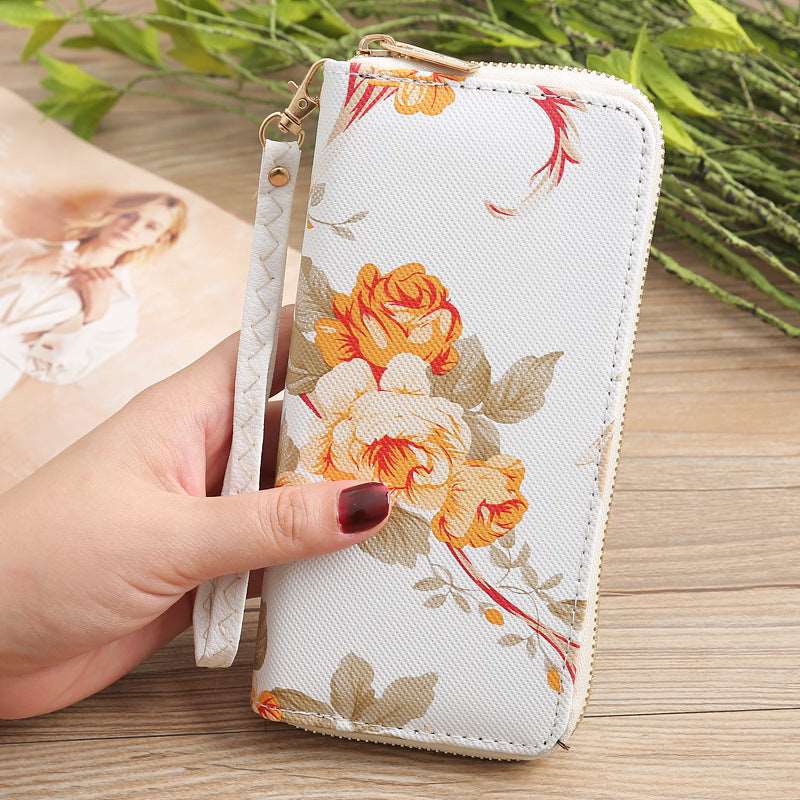 Women's Multi-Compartment Zippered Floral Wallet