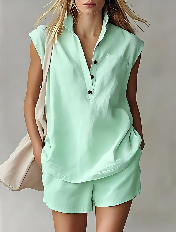 Women's Casual Sleeveless Short Set
