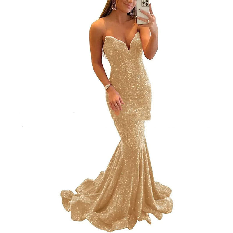 Women’s Sleeveless Sequin Fitted Prom Evening Dress in 7 Colors Sizes 4-24 - Wazzi's Wear