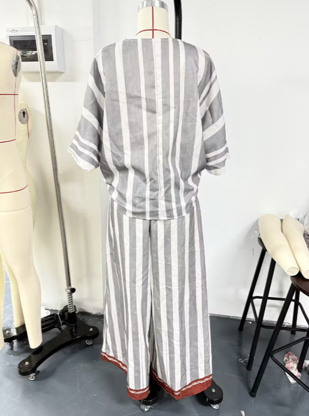 Women's Striped 2 Piece Outfit
