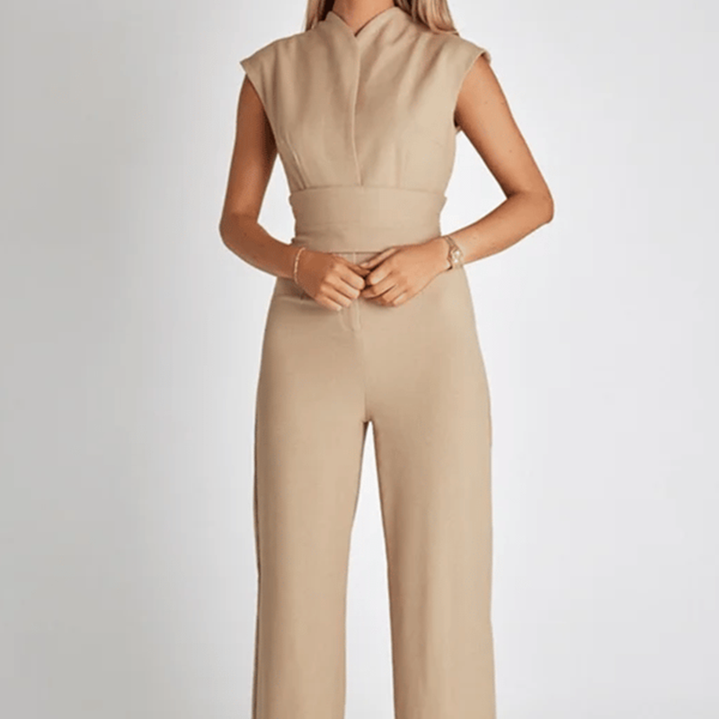 Women’s Elegant Sleeveless Jumpsuit with High Waist and Straight Legs in 3 Colors S-5XL - Wazzi's Wear