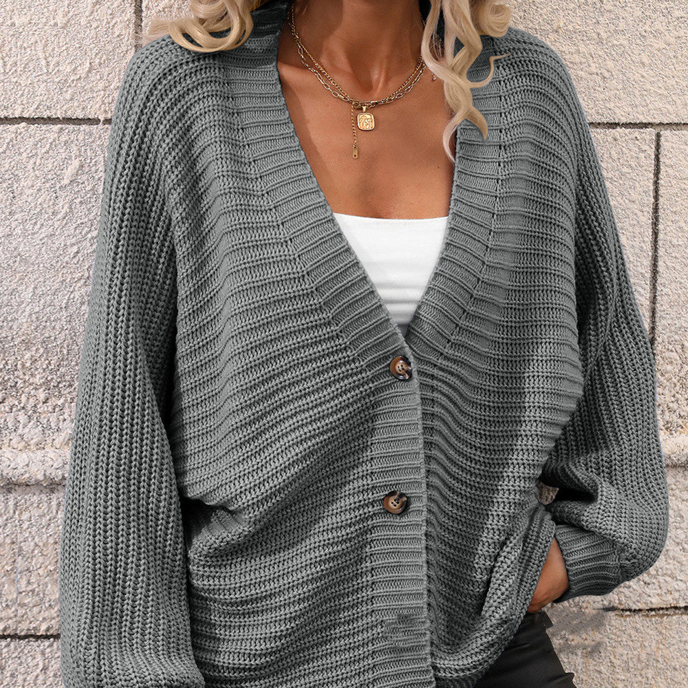 Women's Knit V-Neck Button Cardigan Sweater in 6 Colors S-XL - Wazzi's Wear