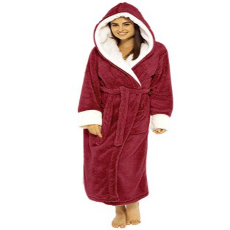 Women's Plush Housecoat with Hood in 8 Colors S-5XL - Wazzi's Wear