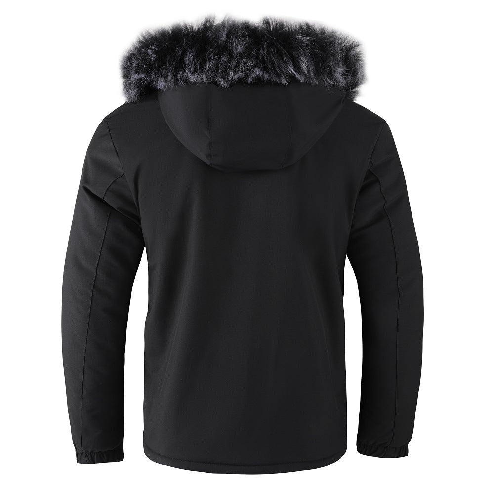 Men's Jacket with Fur-Lined Detachable Hood