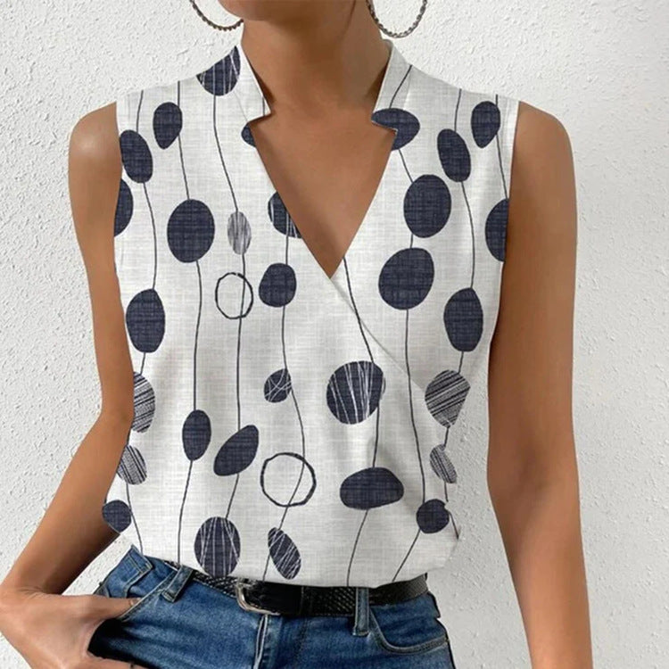 Women’s V-Neck Printed Sleeveless Top