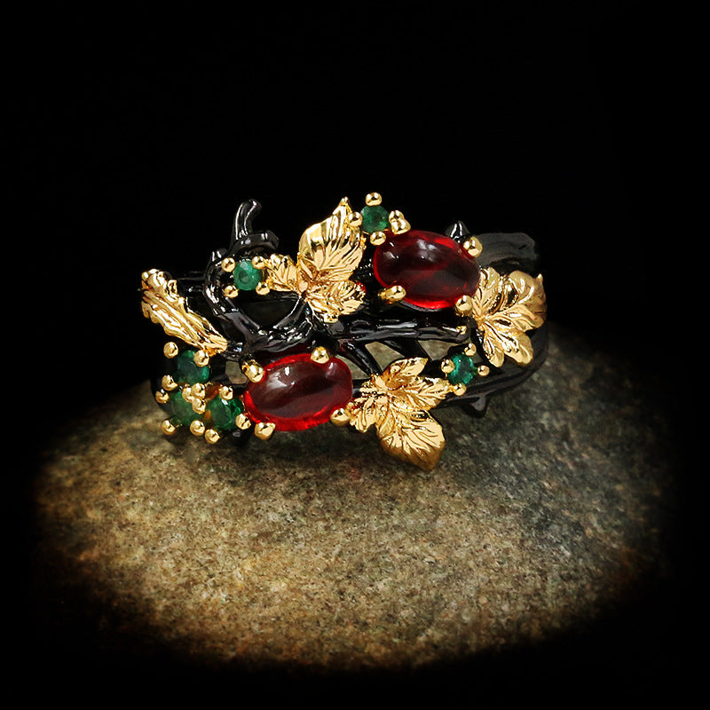 Trendy Colorful Flower Angel Two-Tone Ring For Women Fashion Cross-Border Jewelry