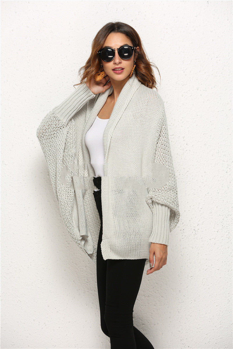 Women's Cardigan with Long Bat Sleeves