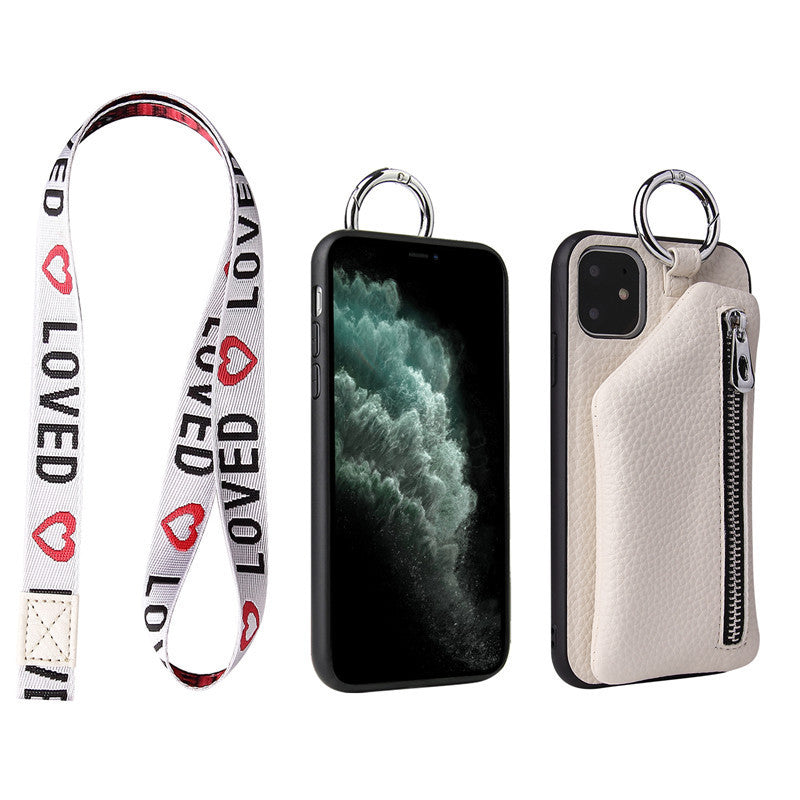 PU Leather iPhone Case with Coin Purse and Lanyard in 5 Colors - Wazzi's Wear