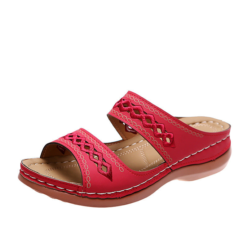 Women’s Slip-On Sandals with Low Wedge Heel in 7 Colors - Wazzi's Wear