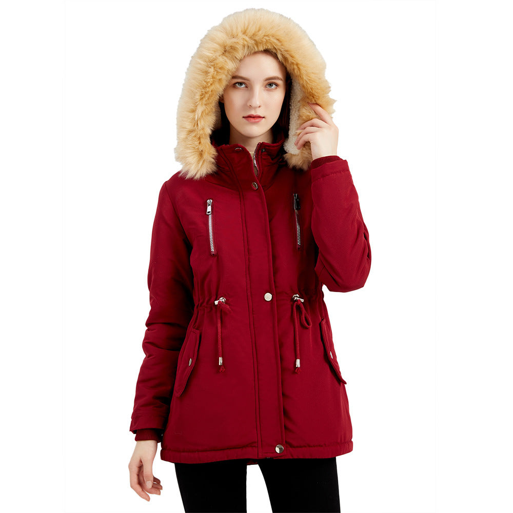 Women’s Fleece Winter Coat with Detachable Hood in 5 Colors S-5XL - Wazzi's Wear