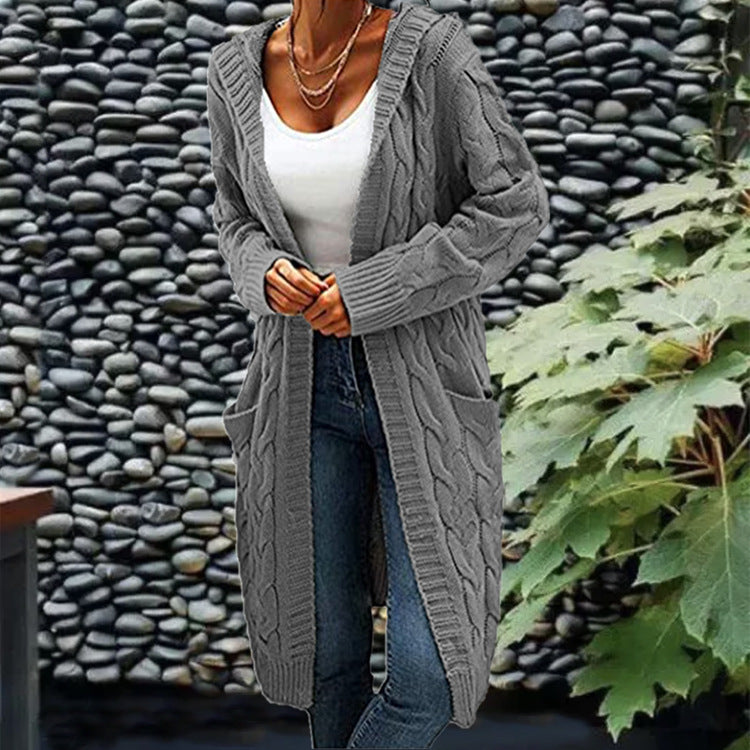 Women’s Mid-Length Knit Cardigan Sweater with Pockets in 4 Colors S-XL - Wazzi's Wear