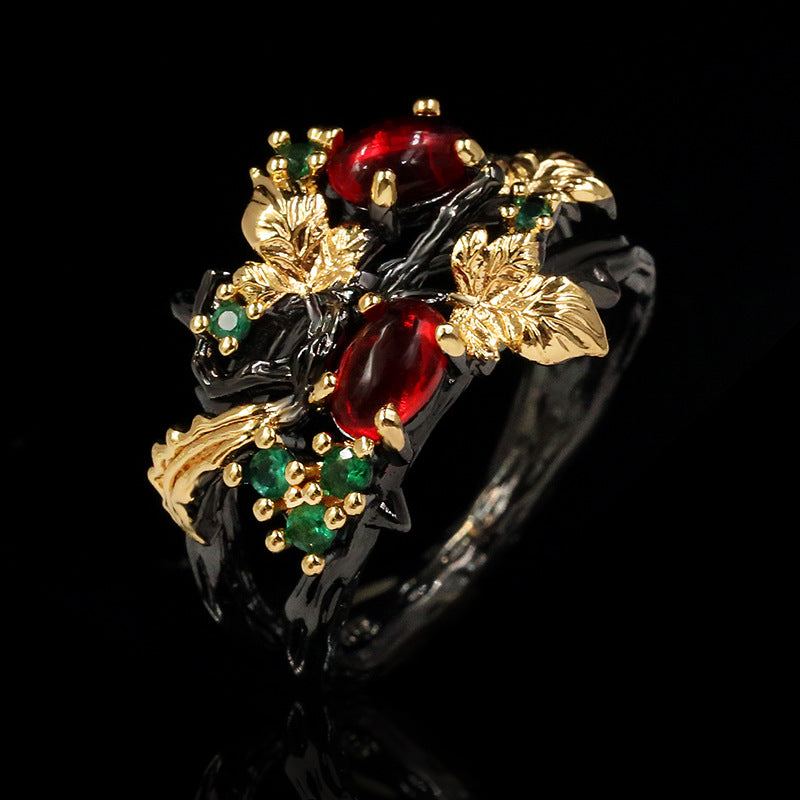 Trendy Colorful Flower Angel Two-Tone Ring For Women Fashion Cross-Border Jewelry
