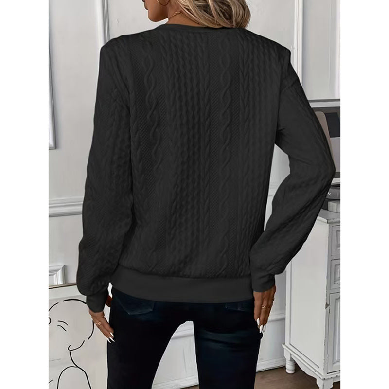Women's Textured Half Zip Pullover Tops Casual Long Sleeve Crewneck Sweatshirts