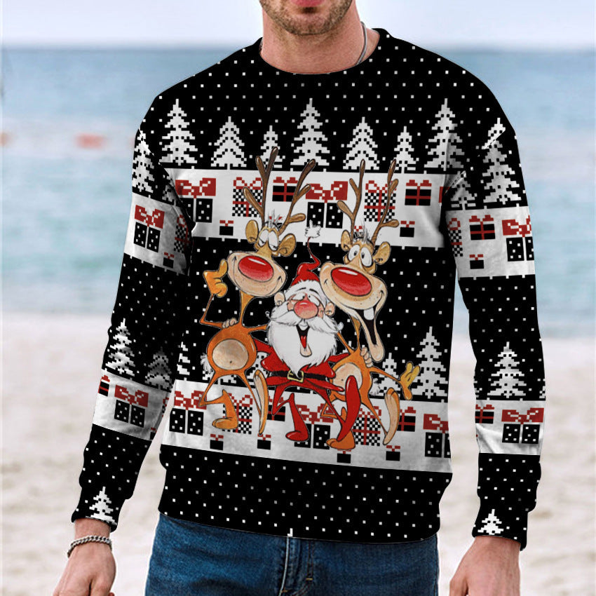 Men's Casual 3D Digital Christmas Printed Sweater