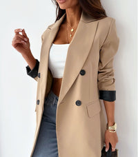 0040~Single-breasted Blazer with Jewel Button and Flap Pockets main image 0