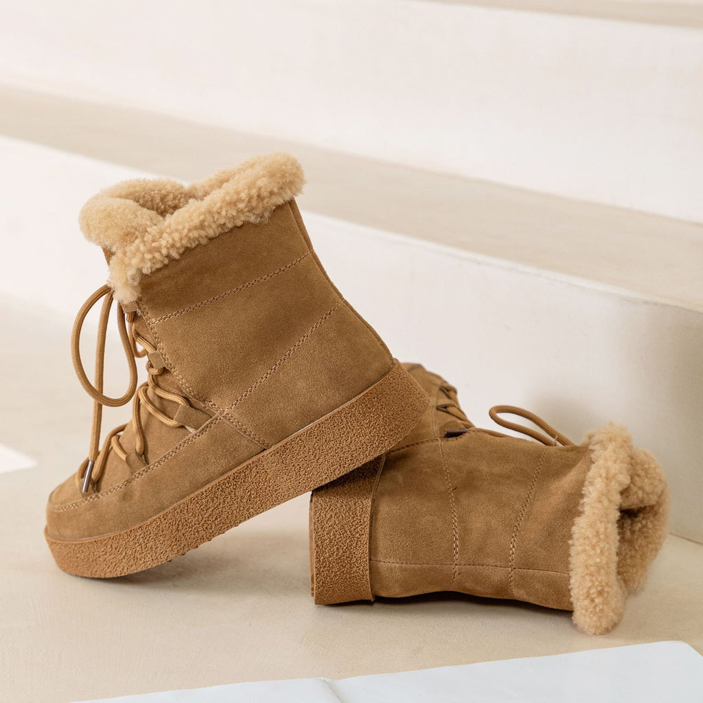 Women’s Leather Winter Plush Ankle Boots in 3 Colors - Wazzi's Wear
