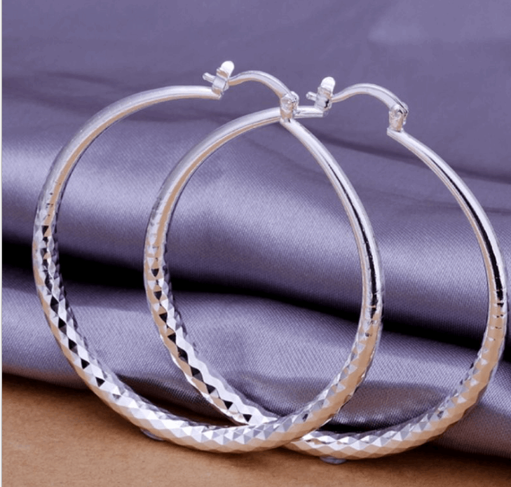 Large Silver-Plated Hoop Earrings - Wazzi's Wear