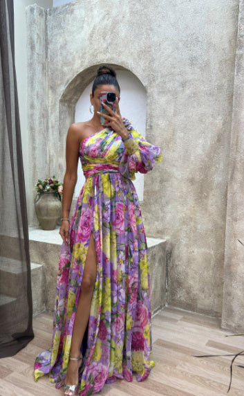 Summer New One-shoulder Long-sleeved Dress For Women