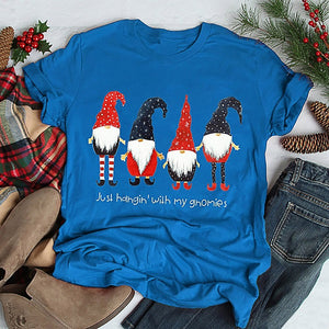 Women's Hanging With My Gnomies Short Sleeve Top in 15 Colors XS-4XL - Wazzi's Wear
