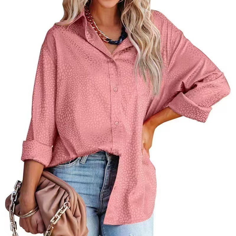 Women's Elegant Leopard Print Long Sleeve Blouse