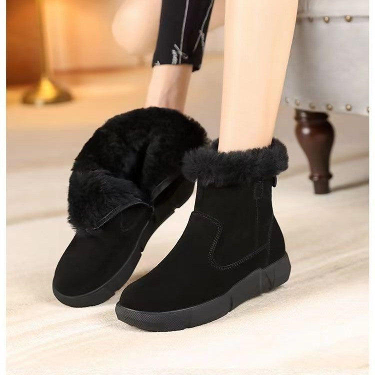 Women’s Flat Heel Warm Fleece-Lined Ankle Boots